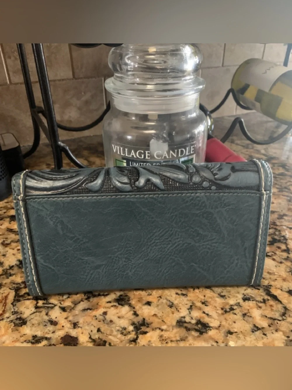 b.o.c. Blue Tooled Floral Leather Wallet